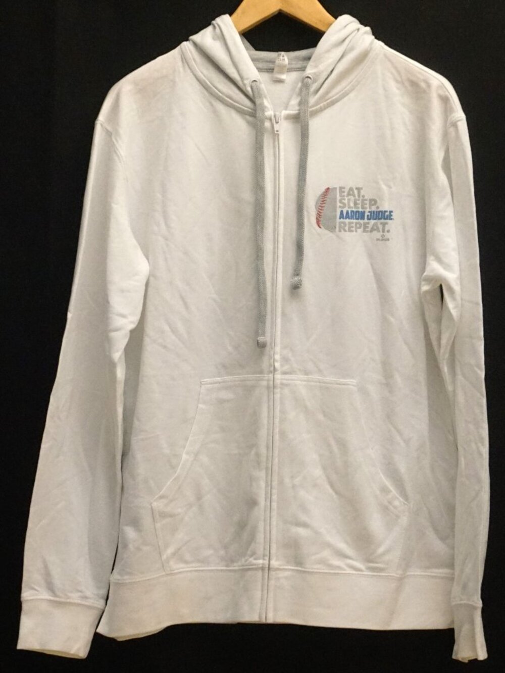 Next Level White & Grey Jacket with Hood Eat. Sleep.  Aaron Judge. Repeat Medium
